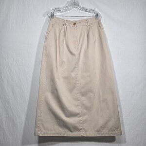 VINTAGE Modest Y2K Retro IVORY High-Waisted Khaki Pencil Long MOM Skirt Size 14.